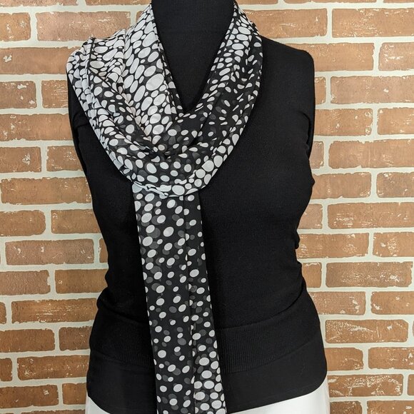 Polka Dot Black and White Scarf - Picture 1 of 3